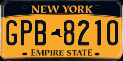 NY license plate GPB8210
