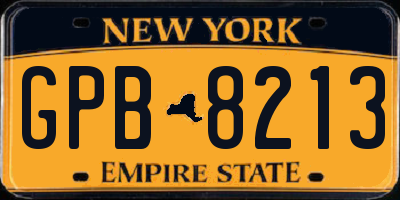 NY license plate GPB8213