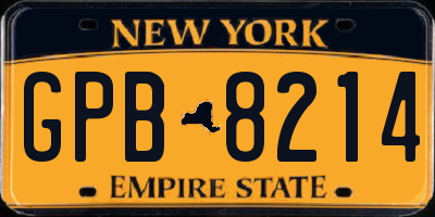 NY license plate GPB8214