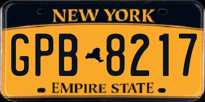 NY license plate GPB8217