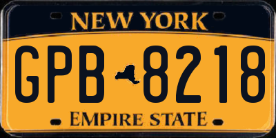 NY license plate GPB8218