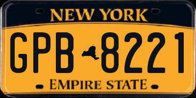 NY license plate GPB8221