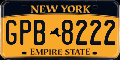 NY license plate GPB8222