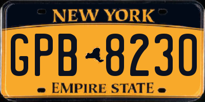 NY license plate GPB8230