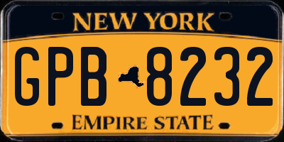 NY license plate GPB8232
