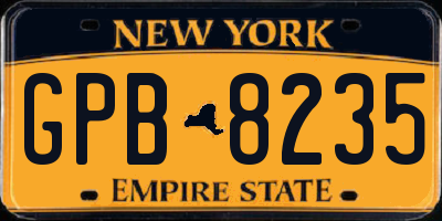 NY license plate GPB8235