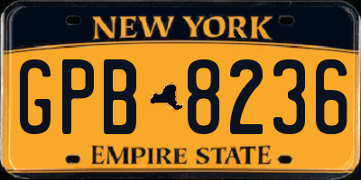 NY license plate GPB8236
