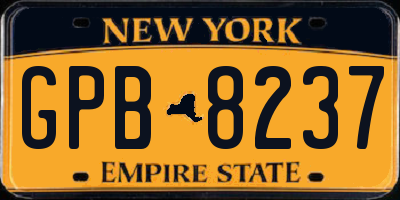 NY license plate GPB8237