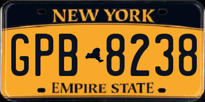 NY license plate GPB8238