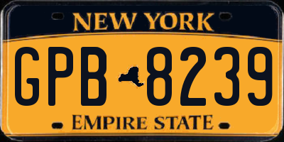 NY license plate GPB8239