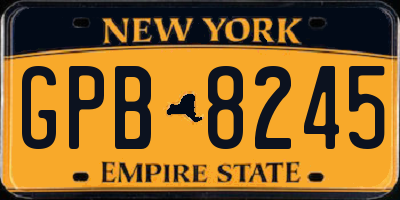 NY license plate GPB8245