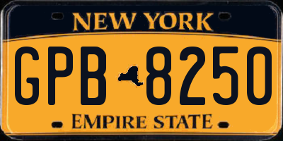 NY license plate GPB8250