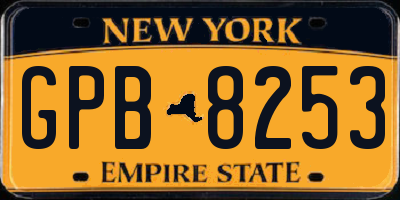 NY license plate GPB8253
