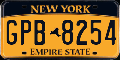 NY license plate GPB8254