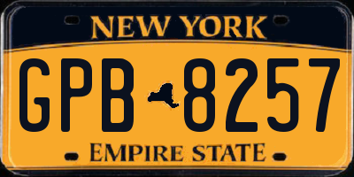NY license plate GPB8257