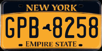 NY license plate GPB8258
