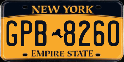 NY license plate GPB8260