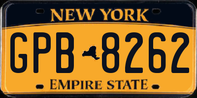 NY license plate GPB8262