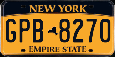 NY license plate GPB8270