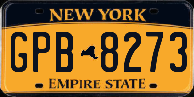 NY license plate GPB8273
