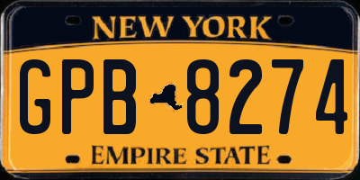 NY license plate GPB8274