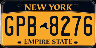 NY license plate GPB8276
