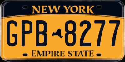 NY license plate GPB8277