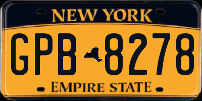 NY license plate GPB8278