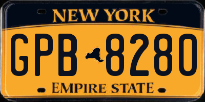 NY license plate GPB8280