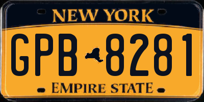 NY license plate GPB8281