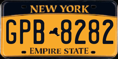 NY license plate GPB8282