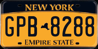 NY license plate GPB8288