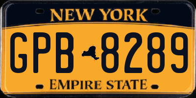 NY license plate GPB8289