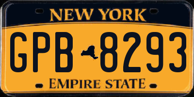 NY license plate GPB8293