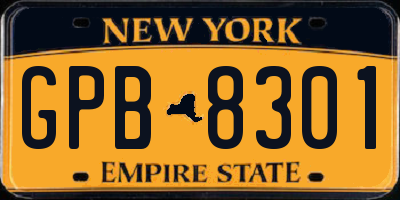 NY license plate GPB8301