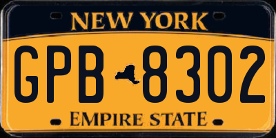 NY license plate GPB8302