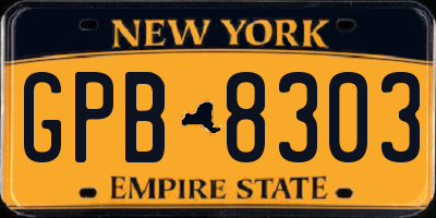 NY license plate GPB8303