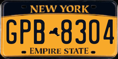 NY license plate GPB8304