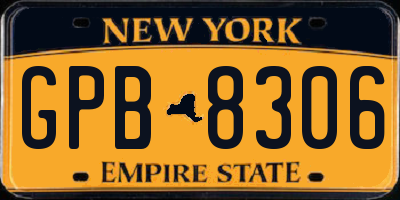 NY license plate GPB8306