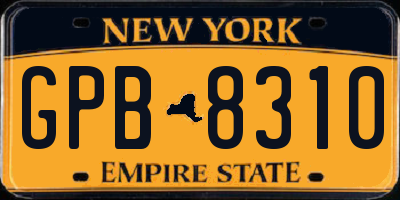 NY license plate GPB8310