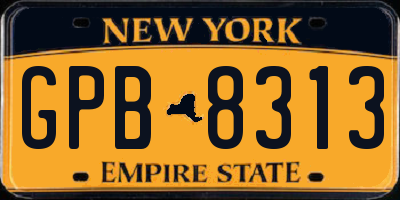 NY license plate GPB8313