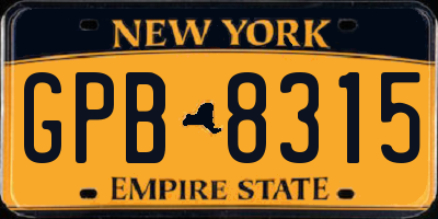 NY license plate GPB8315