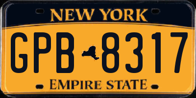 NY license plate GPB8317