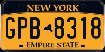NY license plate GPB8318