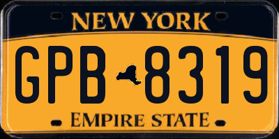 NY license plate GPB8319