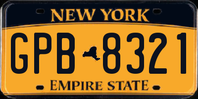 NY license plate GPB8321