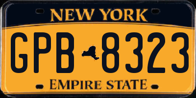 NY license plate GPB8323