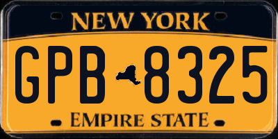 NY license plate GPB8325