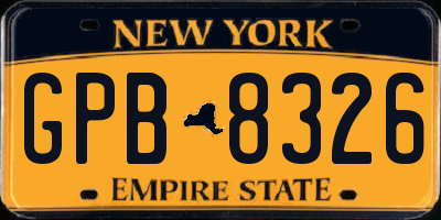 NY license plate GPB8326