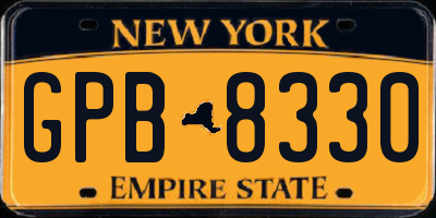 NY license plate GPB8330